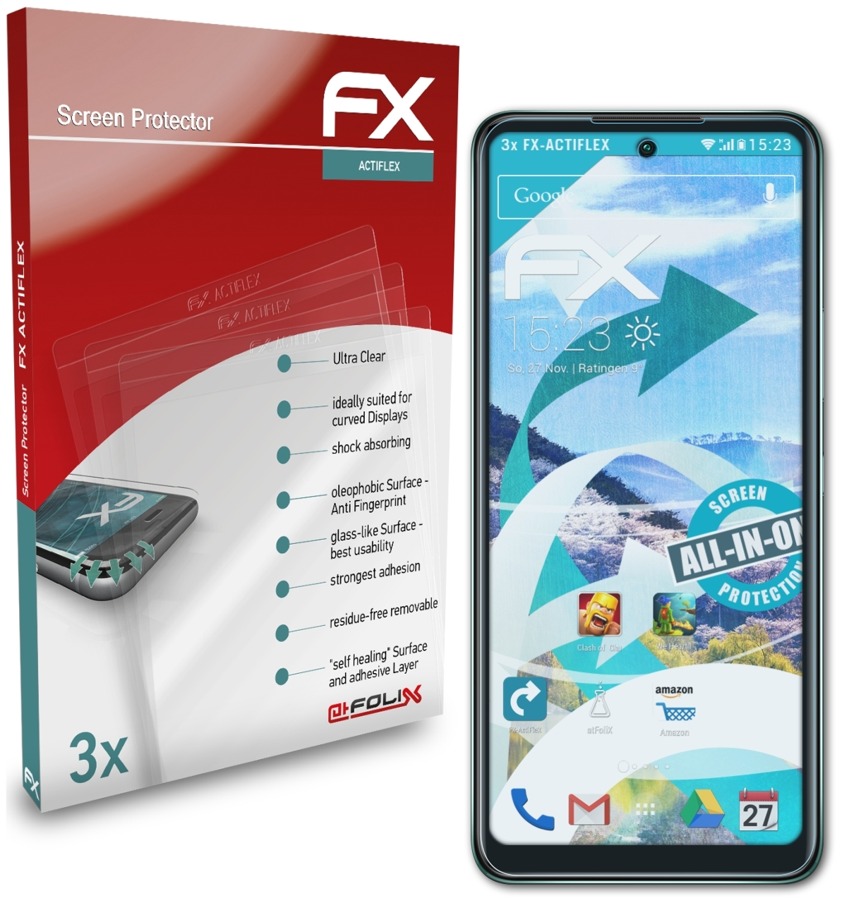 ATFOLIX 3x Displayschutz(für Infinix Hot 11S) FX-ActiFleX