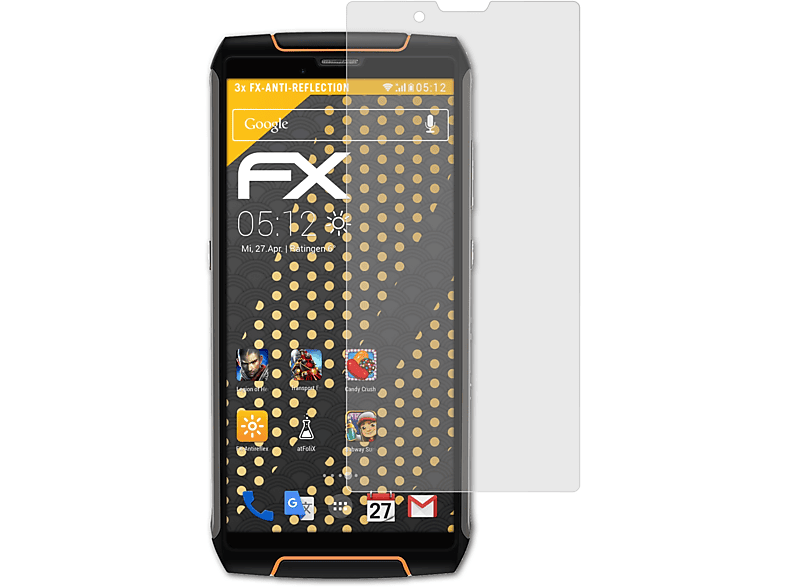 ATFOLIX 3x Kong 3) Cubot Displayschutz(für King FX-Antireflex