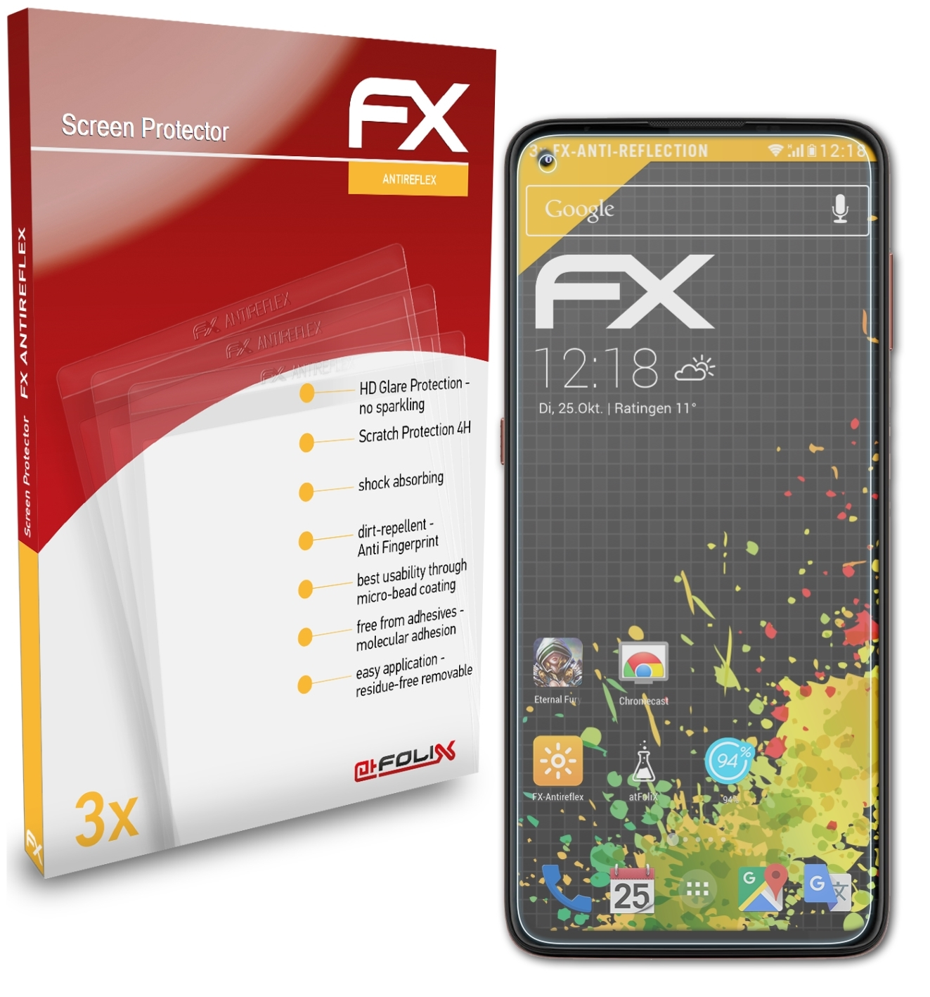 ATFOLIX 3x FX-Antireflex Displayschutz(für Motorola Moto G9 Plus)