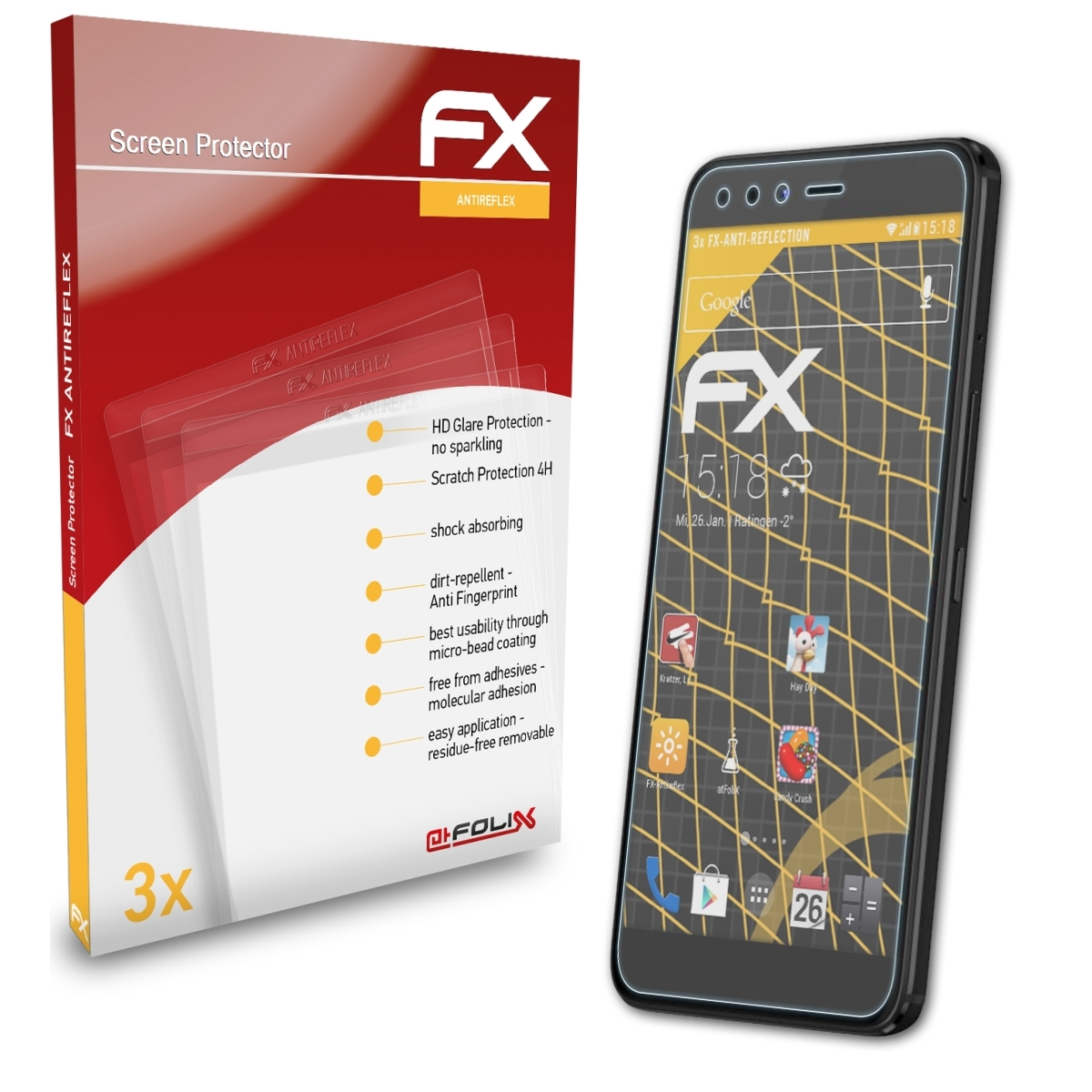 Zero ATFOLIX Displayschutz(für FX-Antireflex Infinix 5) 3x