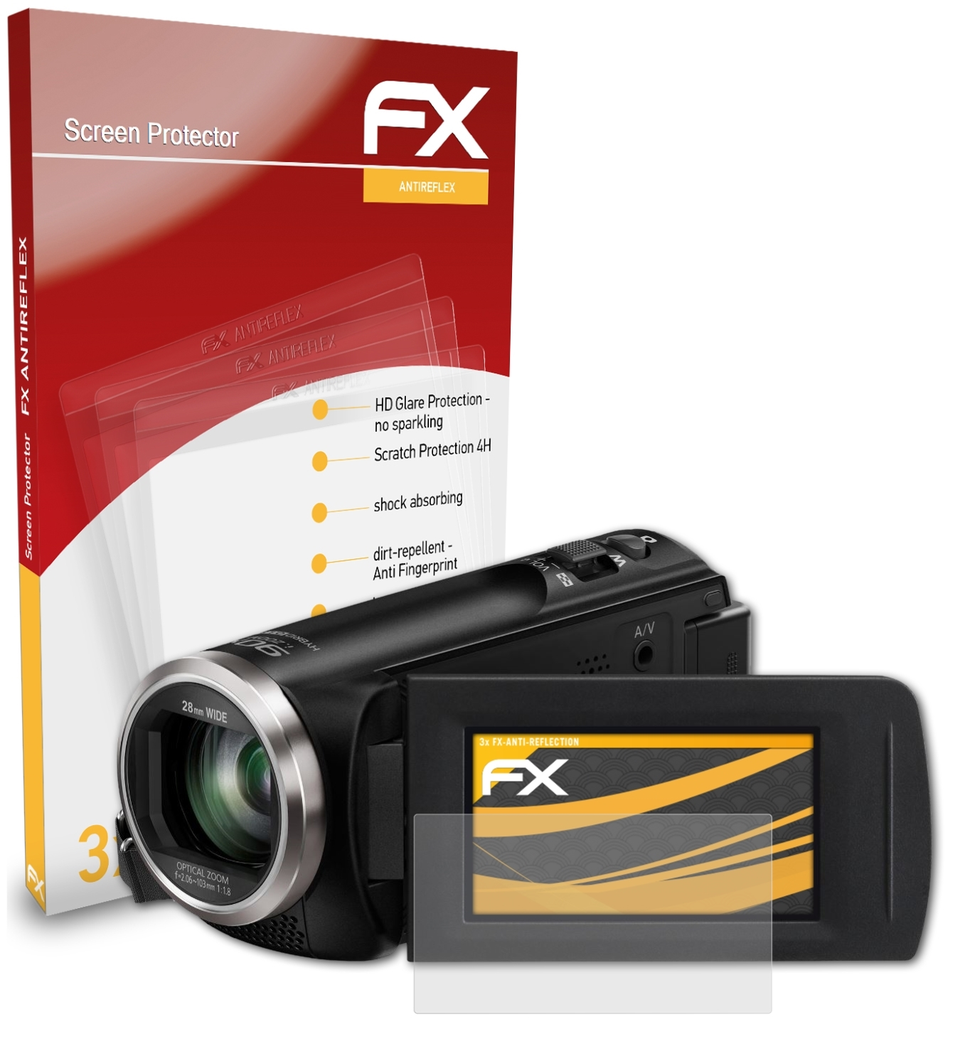 Displayschutz(für 3x ATFOLIX HC-V180) Panasonic FX-Antireflex