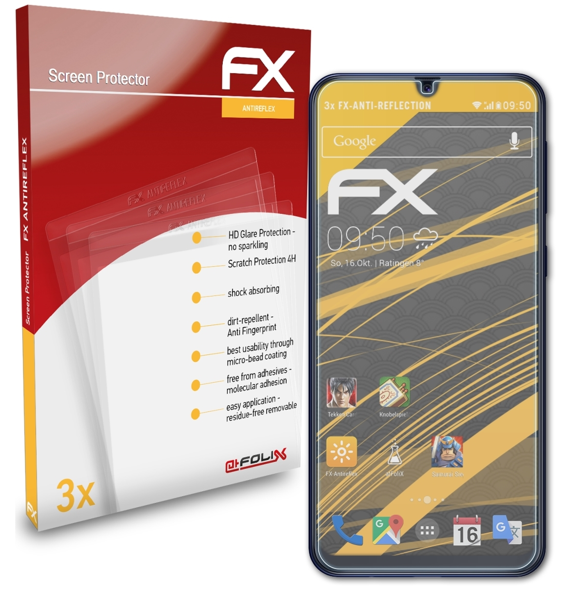 ATFOLIX 3x FX-Antireflex Displayschutz(für Samsung M21) Galaxy
