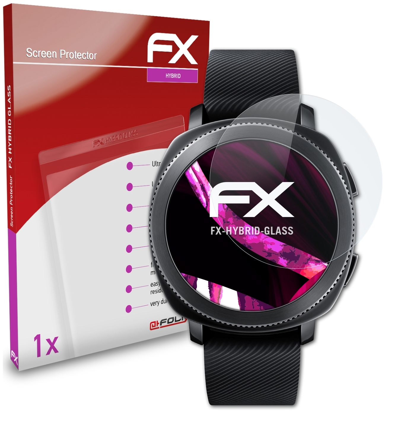 ATFOLIX FX-Hybrid-Glass Schutzglas(für Samsung Sport) Gear