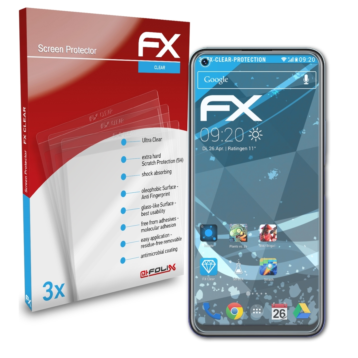 Vivo FX-Clear ATFOLIX Y70s) Displayschutz(für 3x