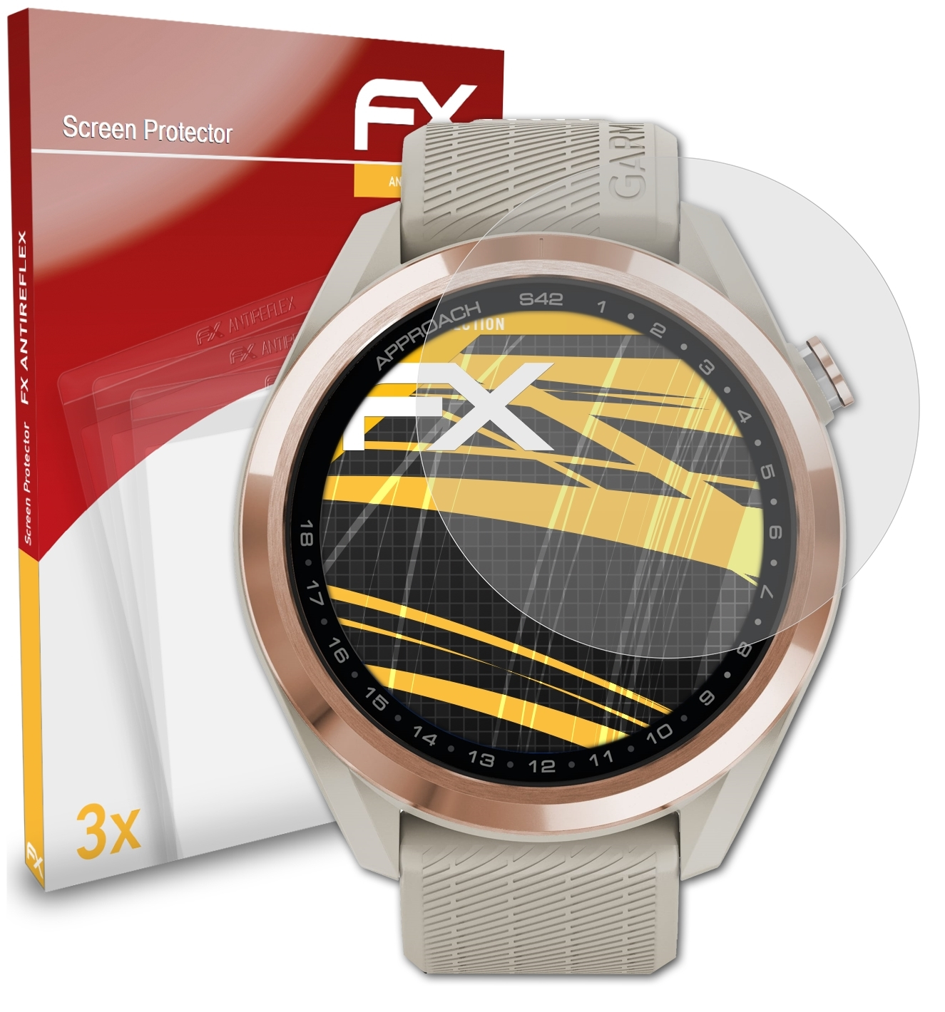 ATFOLIX 3x FX-Antireflex Displayschutz(für Garmin S42) Approach