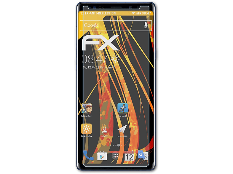 Note cover)) (Front Displayschutz(für Galaxy 9 FX-Antireflex ATFOLIX 3x Samsung