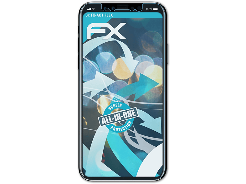 ATFOLIX 3x Apple Displayschutz(für FX-ActiFleX X (Front)) iPhone