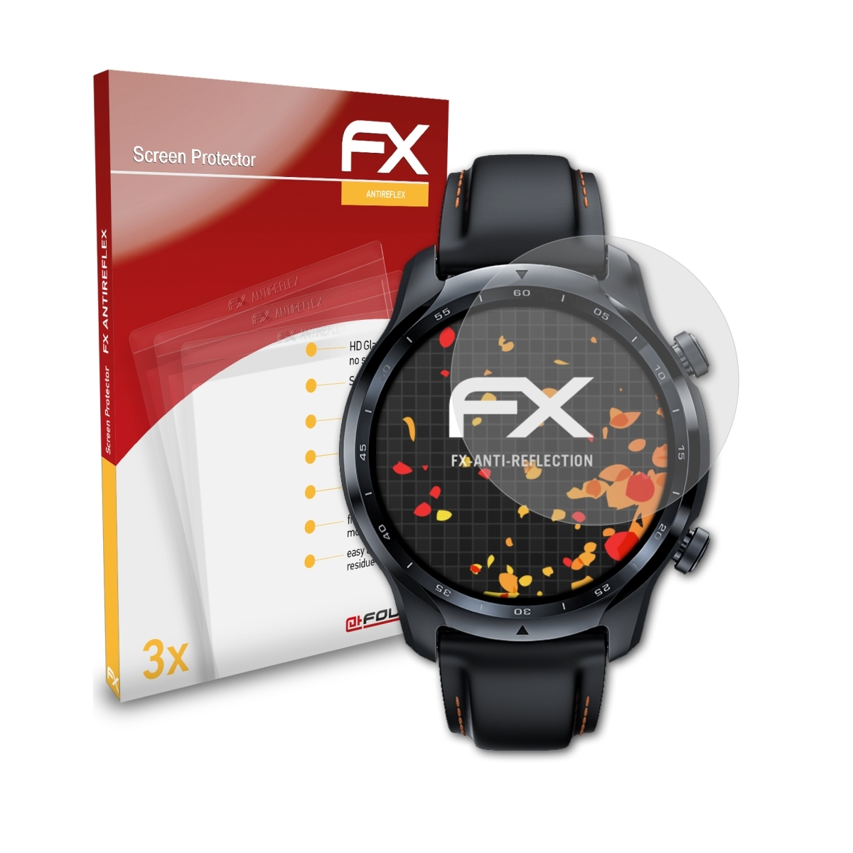ATFOLIX Displayschutz(für 3) FX-Antireflex Mobvoi Pro TicWatch 3x