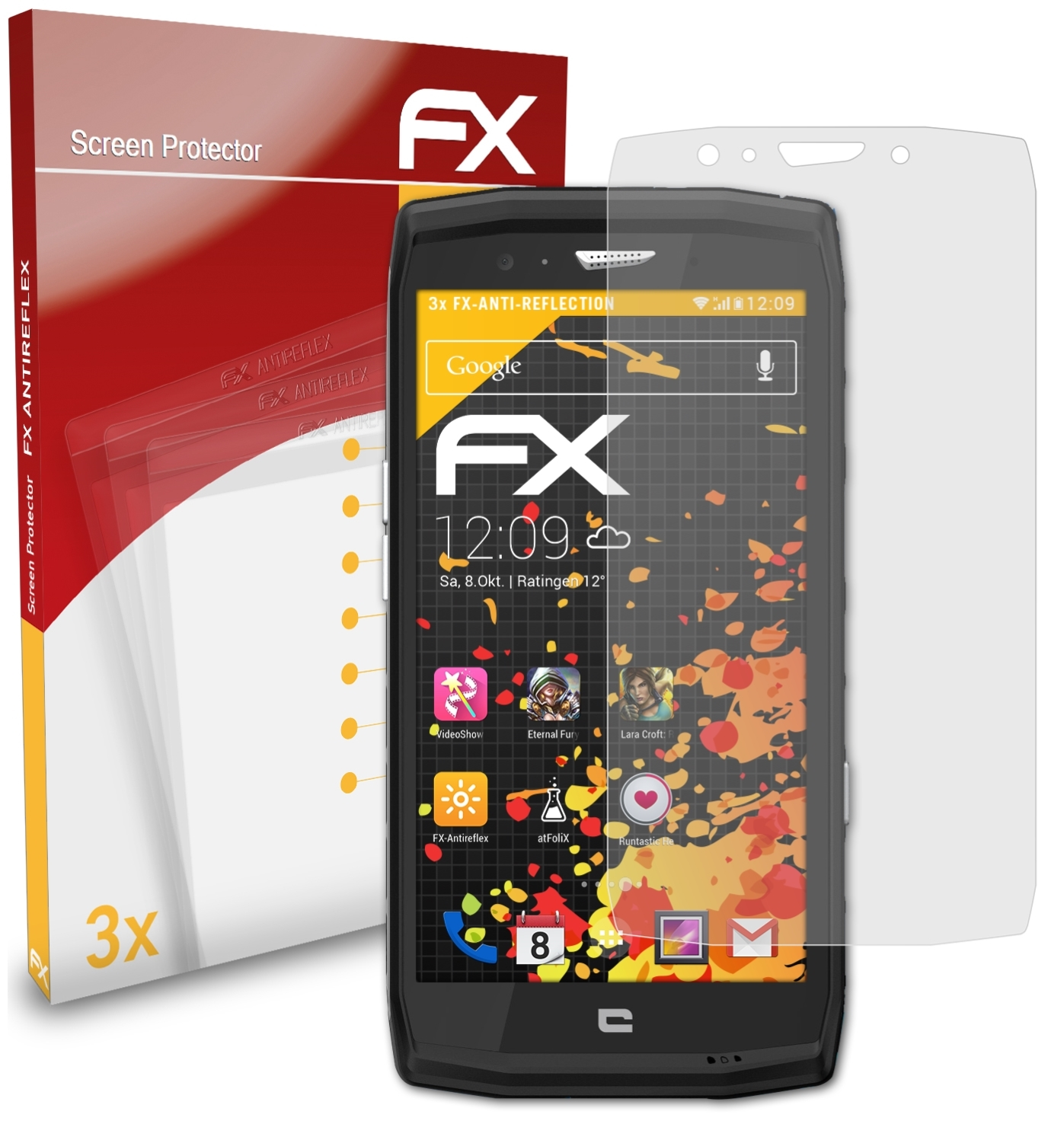 ATFOLIX 3x FX-Antireflex Displayschutz(für Trekker X4) Crosscall