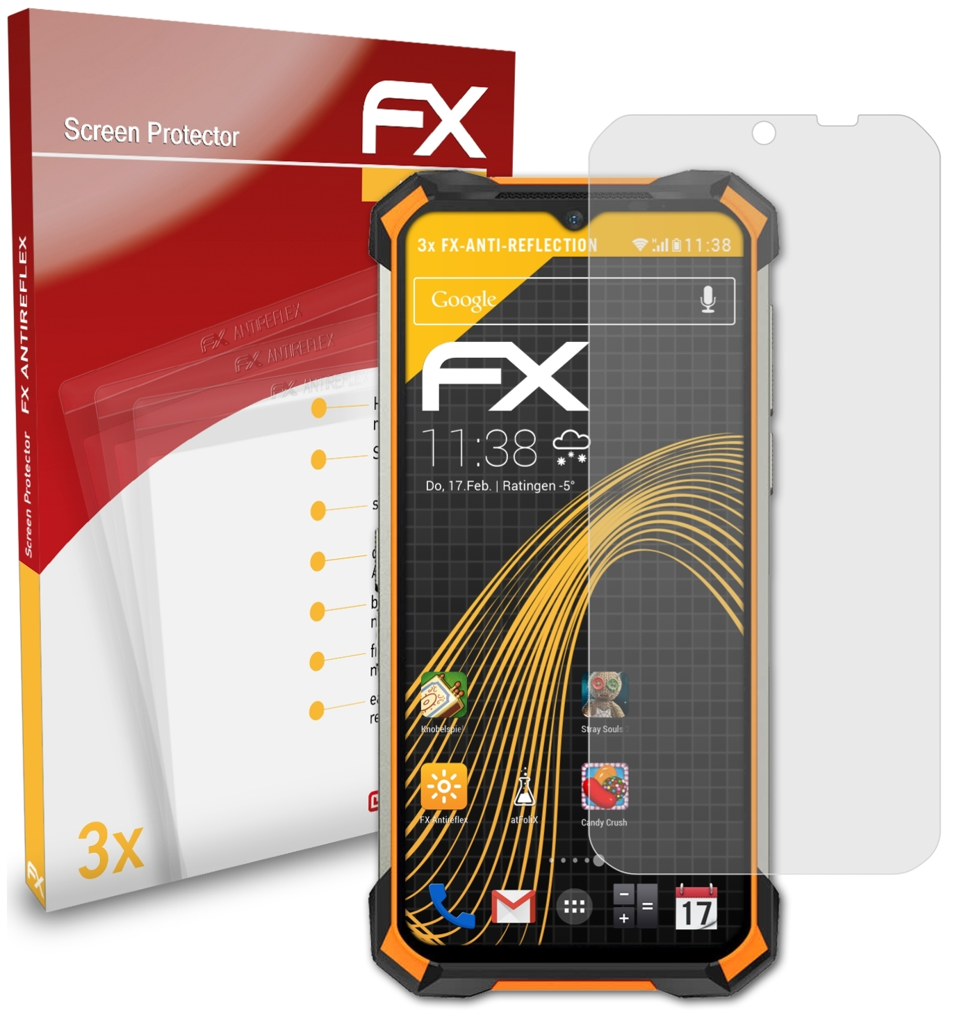 ATFOLIX S88 Doogee Displayschutz(für Plus) 3x FX-Antireflex