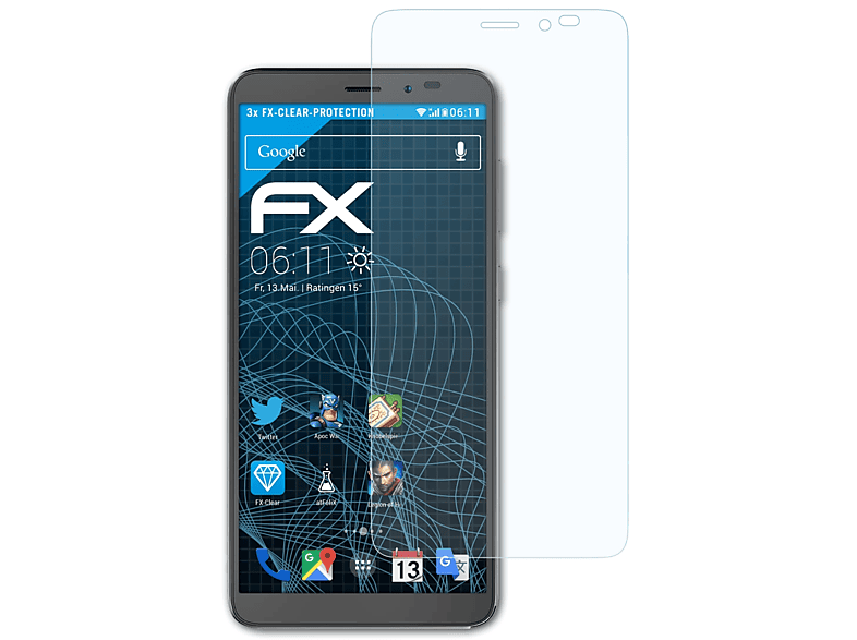 ATFOLIX 3x FX-Clear Displayschutz(für Nuu Mobile A5L+)