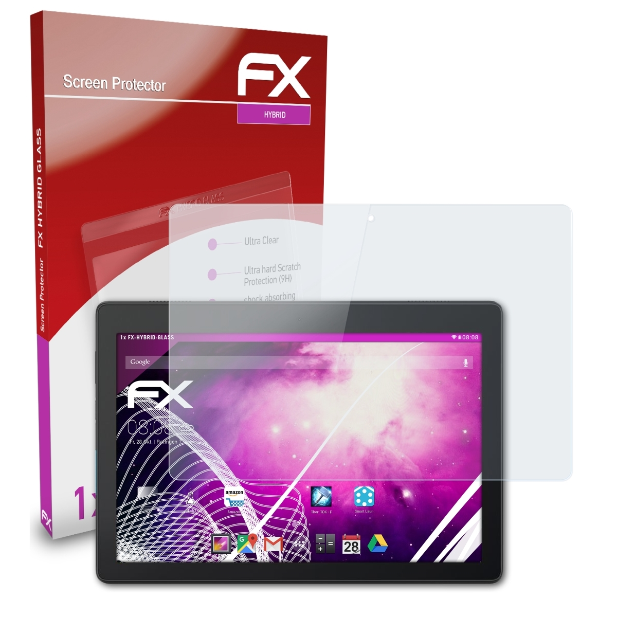 ATFOLIX FX-Hybrid-Glass Lenovo E10) Tab Schutzglas(für