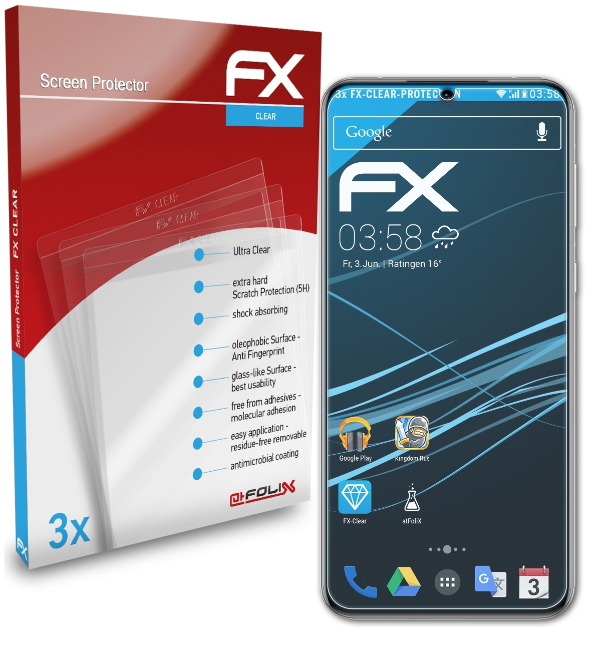 ATFOLIX 3x FX-Clear Displayschutz(für Huawei P50)