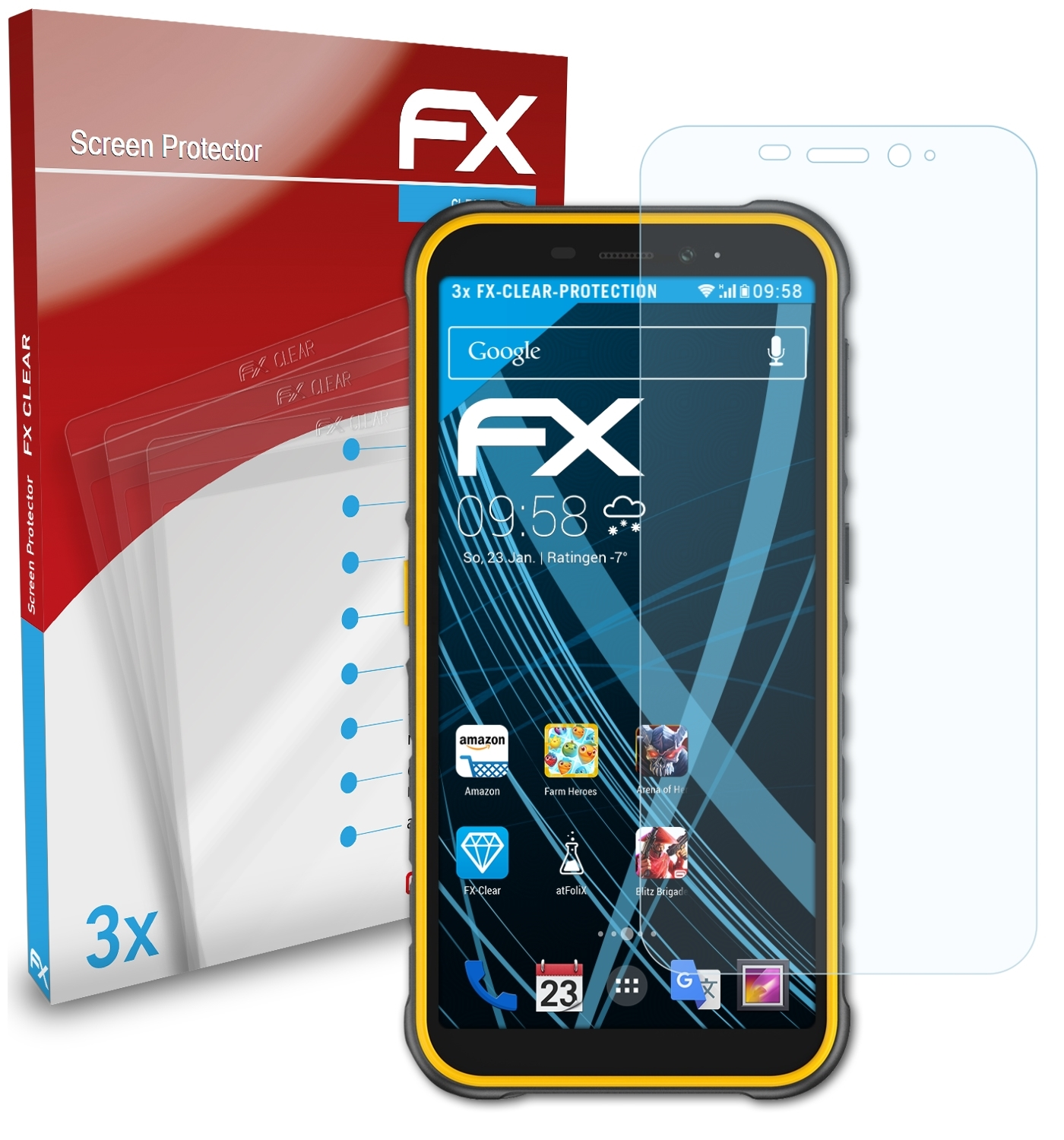 FX-Clear X8) Displayschutz(für 3x Armor ATFOLIX Ulefone