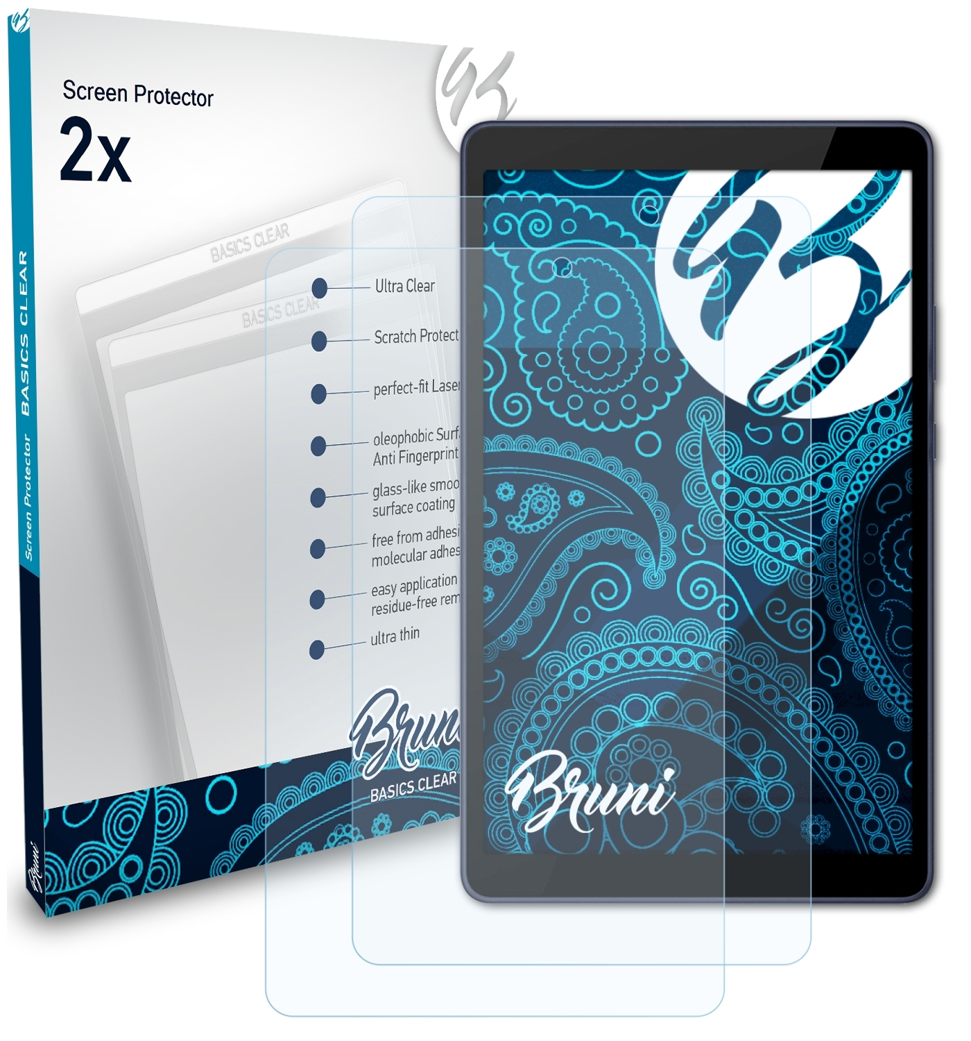 BRUNI 2x Basics-Clear T8) MatePad Huawei Schutzfolie(für