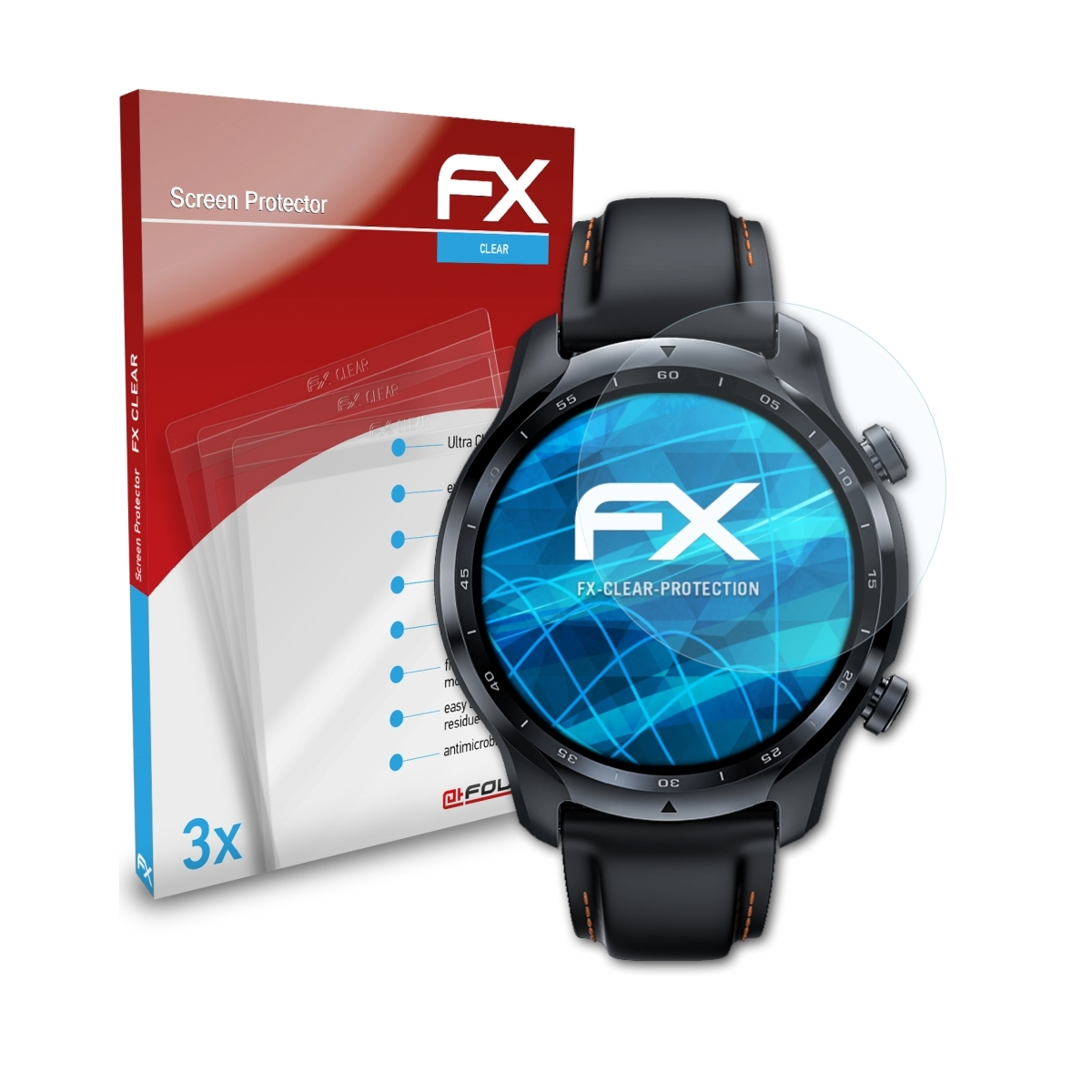 Mobvoi FX-Clear Pro 3x 3) Displayschutz(für ATFOLIX TicWatch