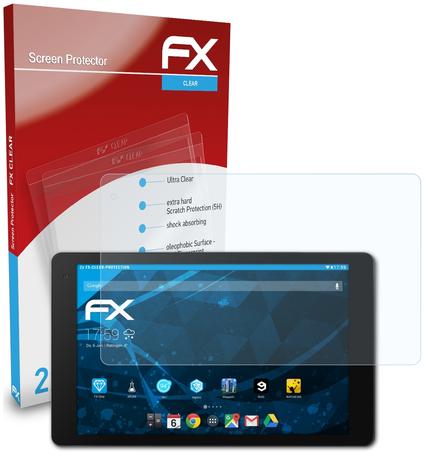 LIFETAB 2x FX-Clear P10606 (MD60526)) Medion Displayschutz(für ATFOLIX