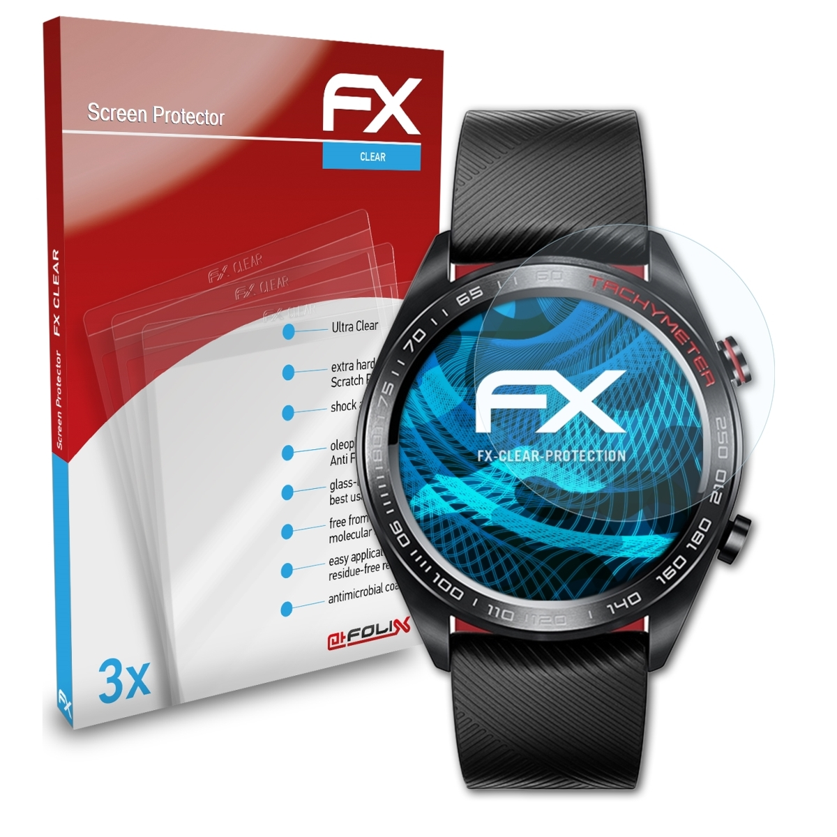 Honor Displayschutz(für FX-Clear ATFOLIX Watch Magic) Huawei 3x