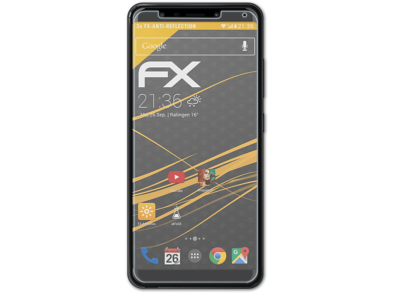 ATFOLIX 3x FX-Antireflex Displayschutz(für Wiko View Go)