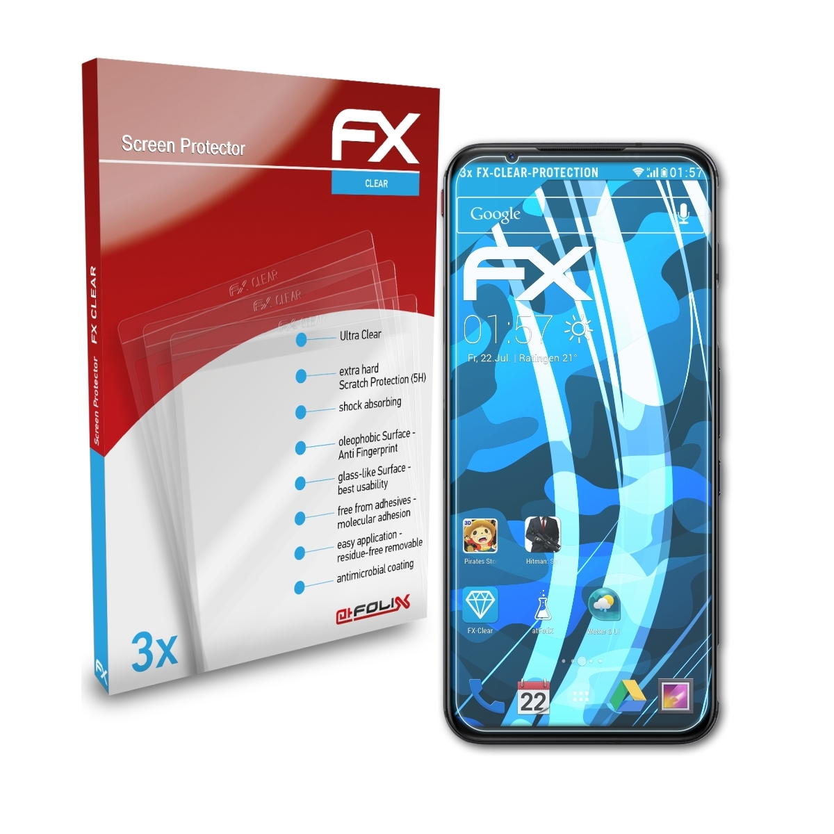 ATFOLIX 3x FX-Clear Displayschutz(für Nubia Red 5G) Magic
