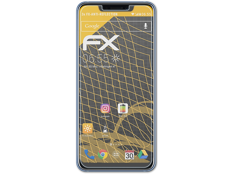 ATFOLIX 3x FX-Antireflex Displayschutz(für ZTE Axon 9 Pro)