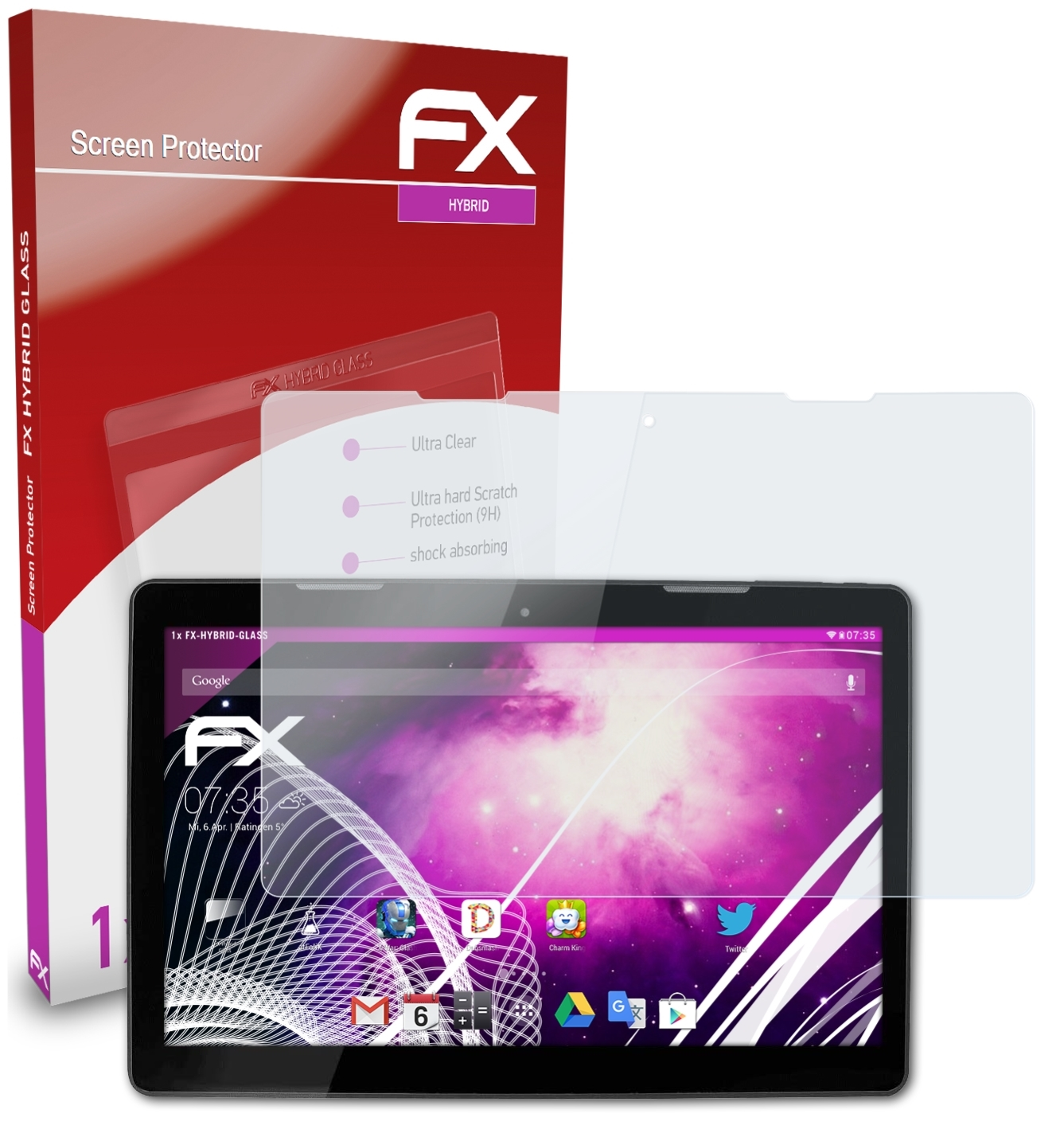 ATFOLIX FX-Hybrid-Glass Schutzglas(für HannSpree Pad 13.3 3) Titan