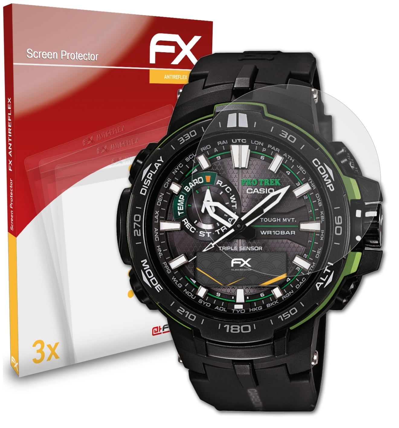 ATFOLIX 3x Casio Displayschutz(für FX-Antireflex PRW-6000Y-1AER)