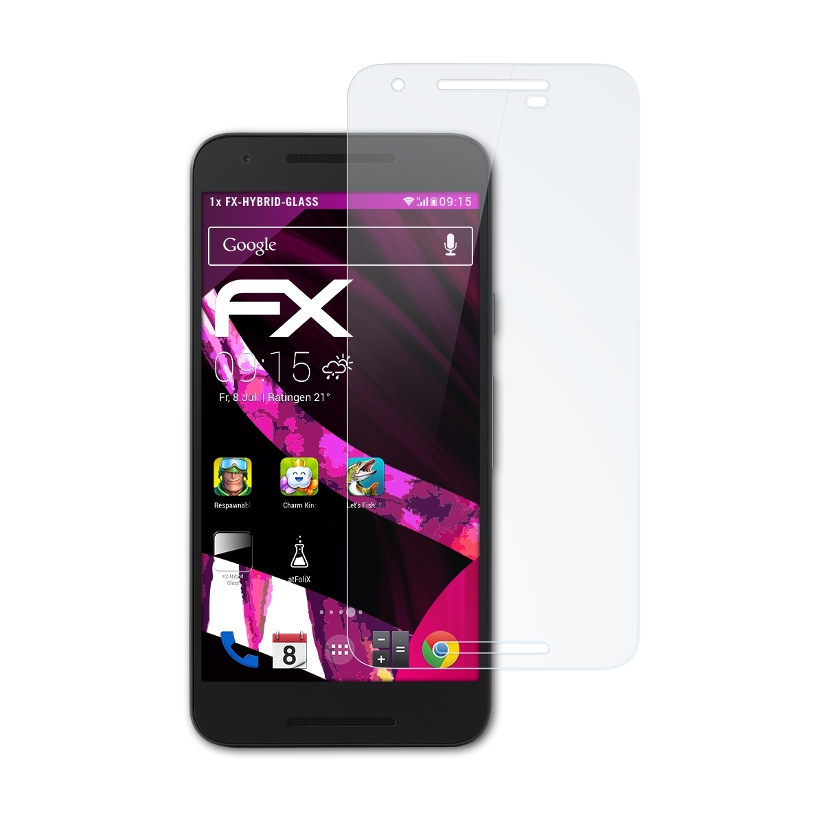 Google Nexus 5X) FX-Hybrid-Glass ATFOLIX Schutzglas(für