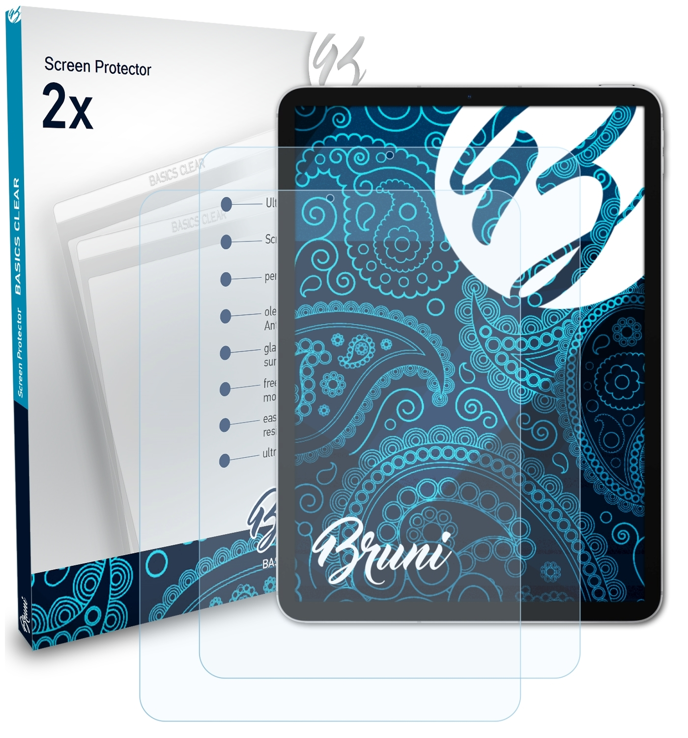 (2020)) Basics-Clear Air Apple 2x BRUNI iPad Schutzfolie(für