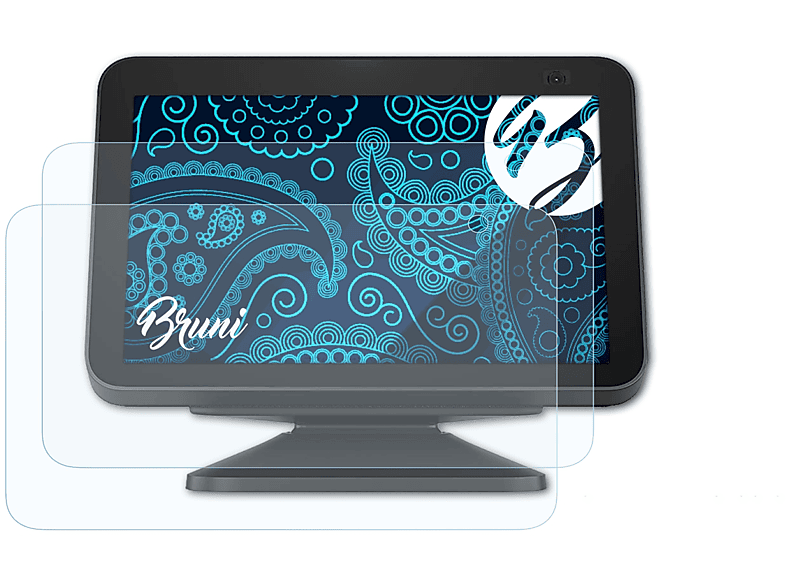 BRUNI 2x Basics-Clear Schutzfolie(für Amazon Echo Show 8 (2. Generation 2021))