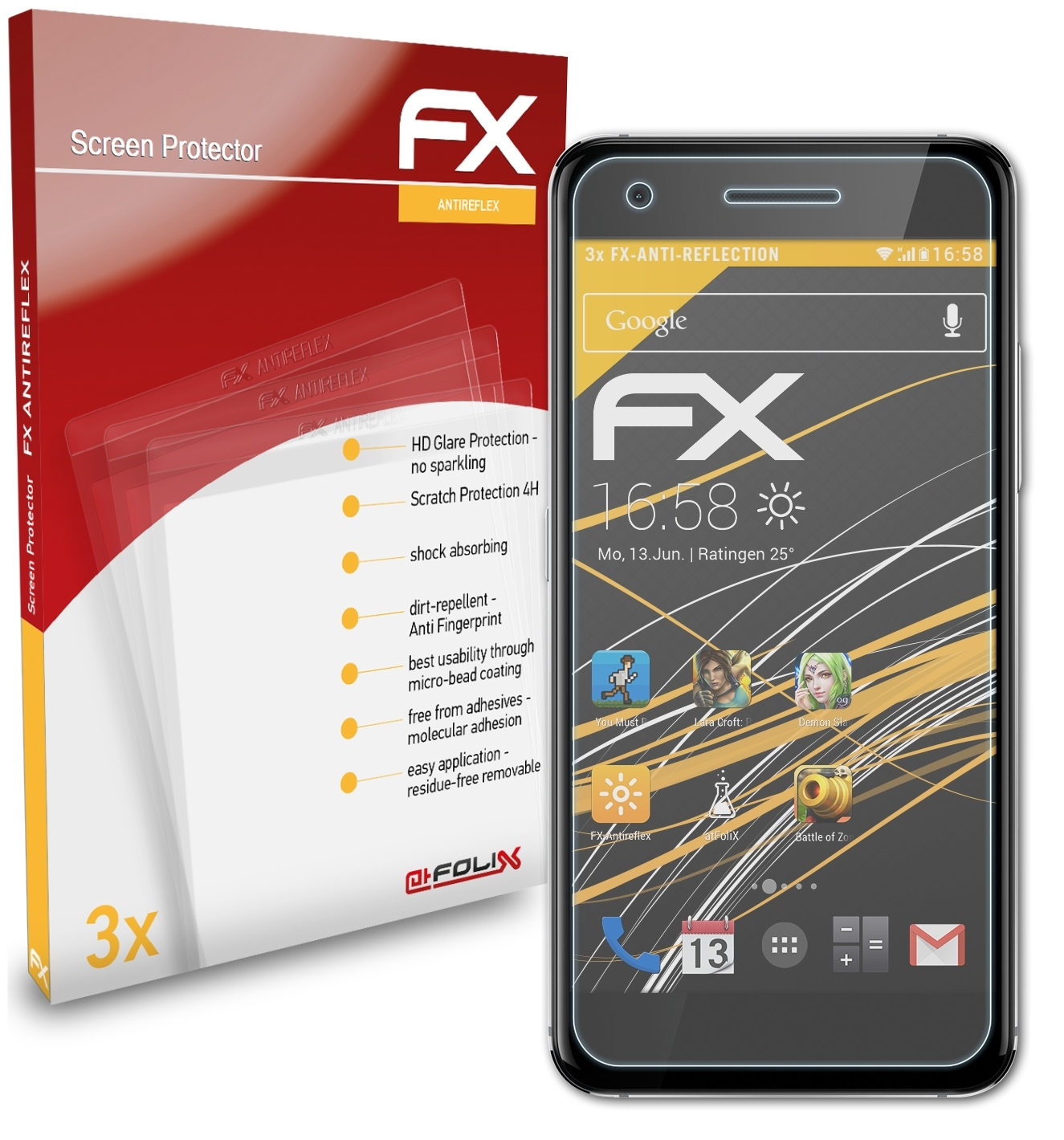 Displayschutz(für 3x ATFOLIX FX-Antireflex V8) Vodafone Smart