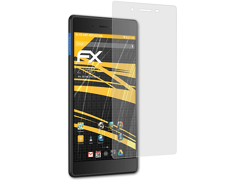 ATFOLIX 2x FX-Antireflex Displayschutz(für Lenovo Tab 7 Essential)