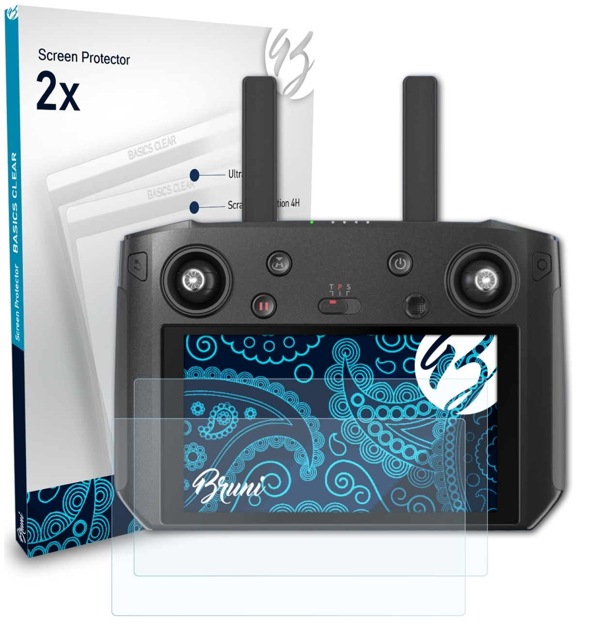 BRUNI 2x Basics-Clear Schutzfolie(für DJI Smart Fernsteuerung)