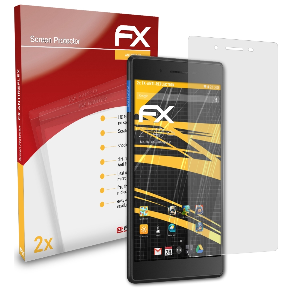 ATFOLIX Lenovo 2x Tab Displayschutz(für Essential) FX-Antireflex 7
