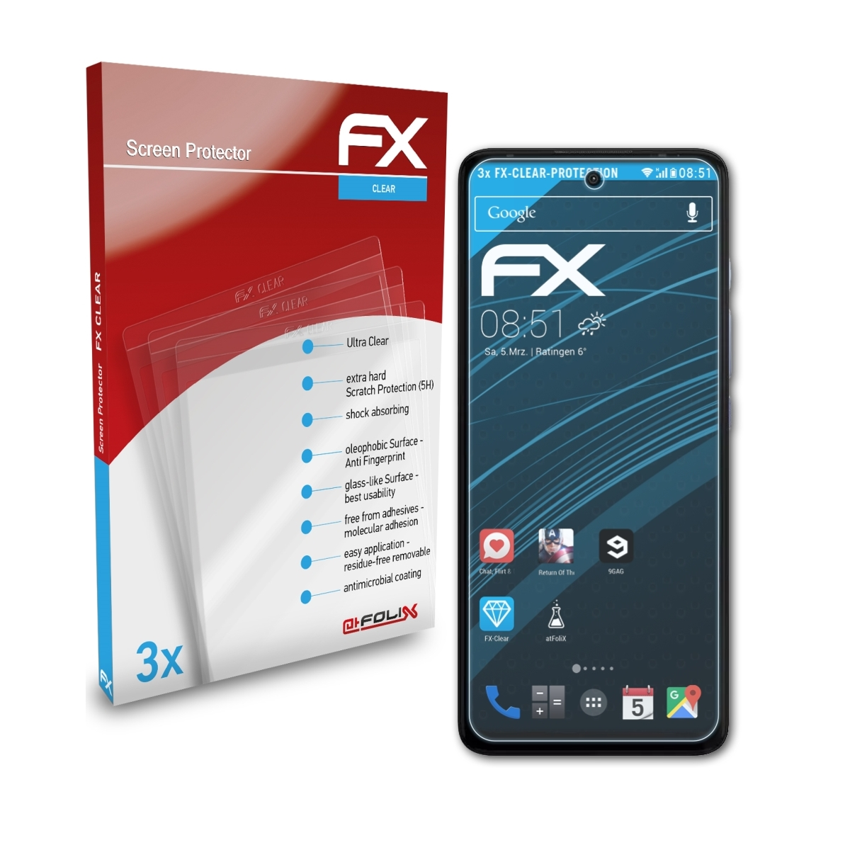 Displayschutz(für Motorola G60) FX-Clear 3x ATFOLIX Moto