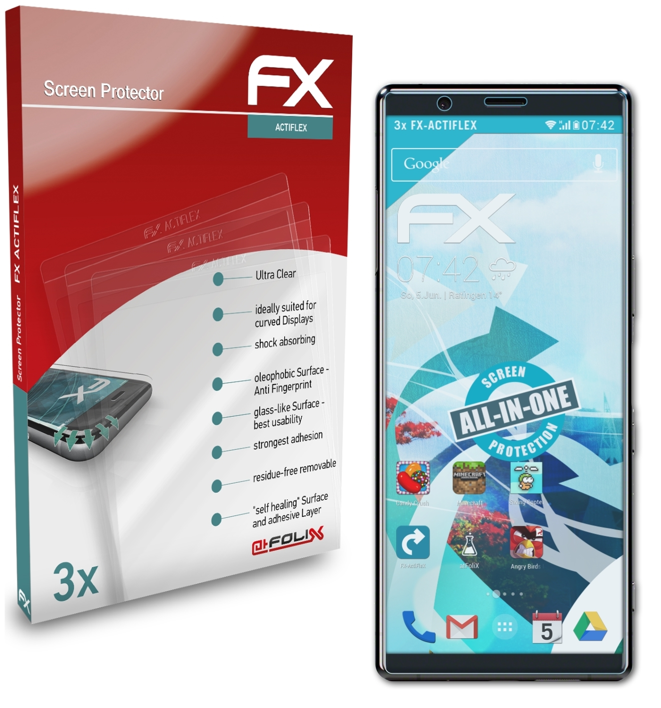 Displayschutz(für Sony Xperia 5) FX-ActiFleX 3x ATFOLIX
