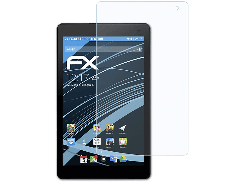 ATFOLIX 2x FX-Clear Displayschutz(für (MD61078)) P10610 Medion LIFETAB