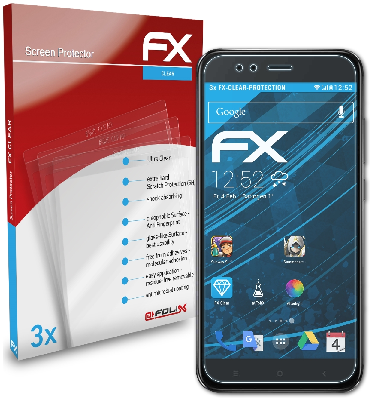 ATFOLIX 3x FX-Clear Displayschutz(für Xiaomi Mi A1)