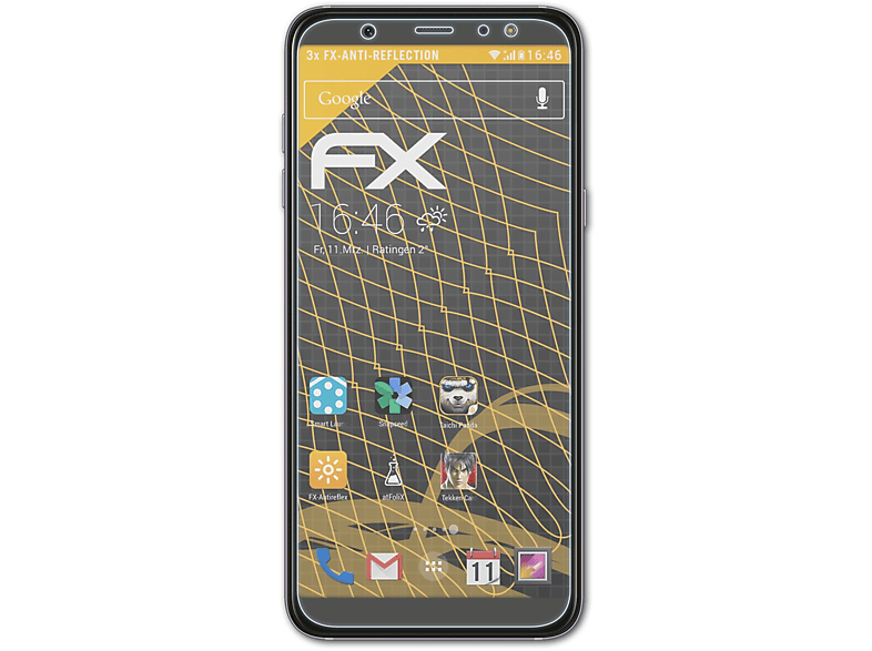 ATFOLIX 3x FX-Antireflex A6 Displayschutz(für Galaxy (2018)) Samsung Plus