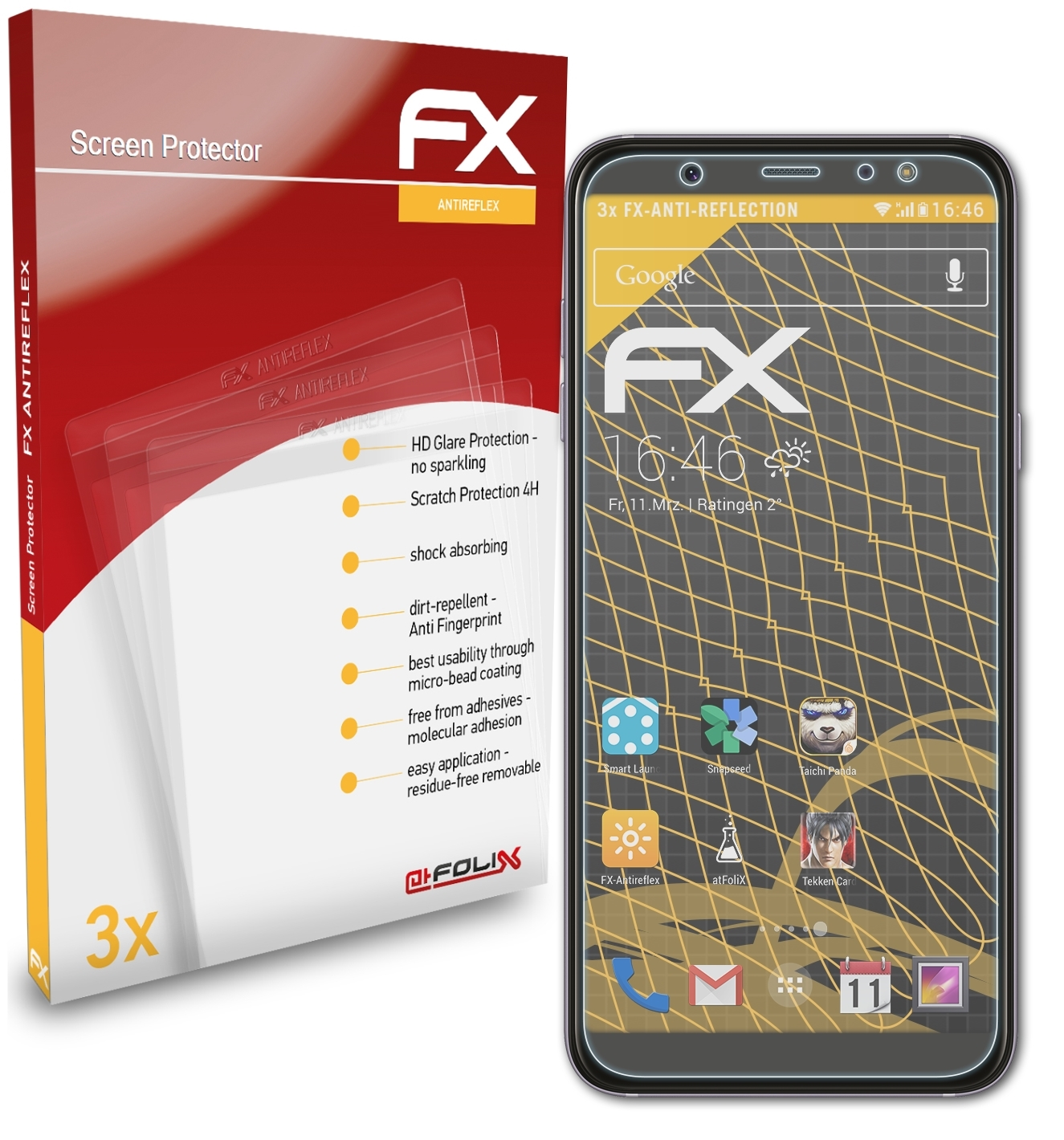 ATFOLIX 3x A6 Displayschutz(für Galaxy Plus (2018)) Samsung FX-Antireflex