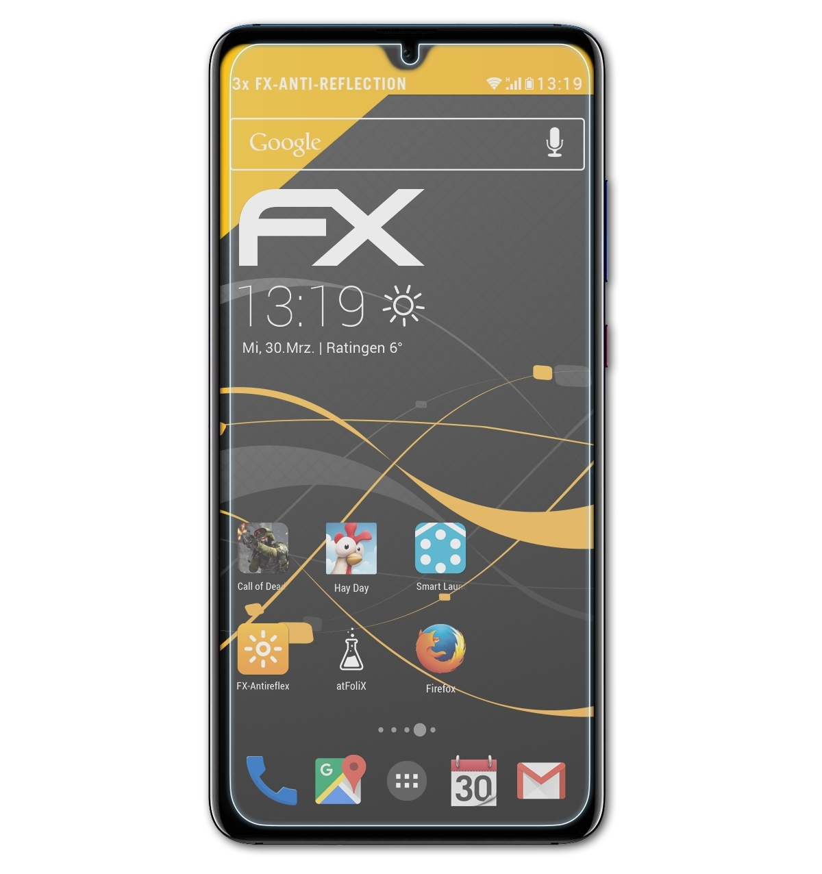 ATFOLIX 3x FX-Antireflex Mate Displayschutz(für Huawei 20)