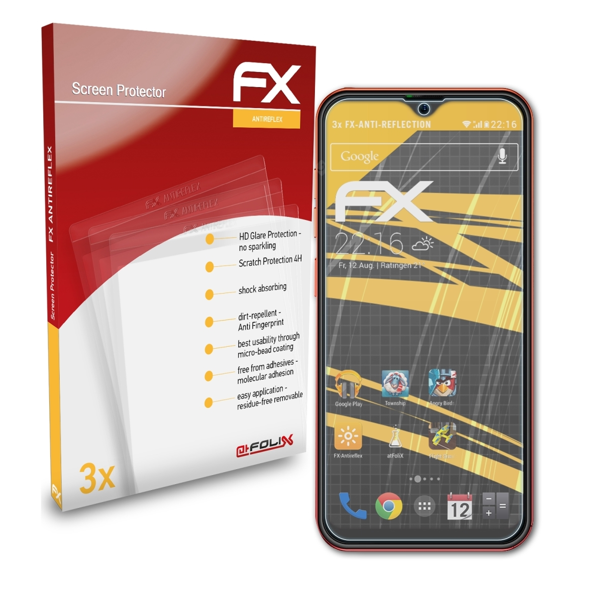 Note Ulefone 8) ATFOLIX FX-Antireflex Displayschutz(für 3x