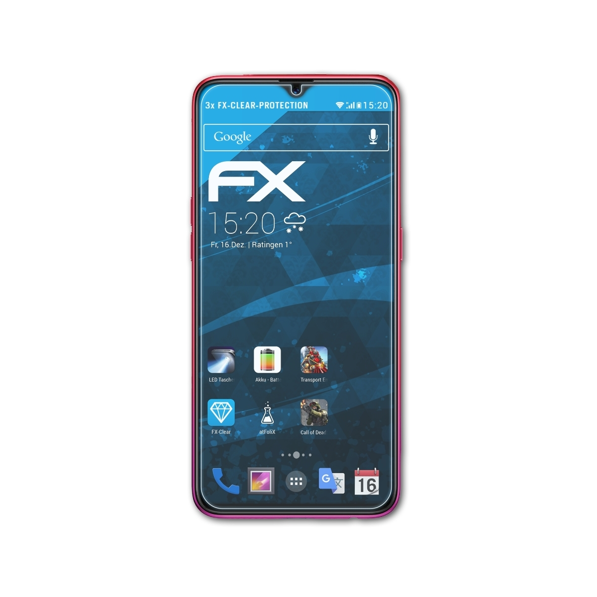 FX-Clear F9) Oppo ATFOLIX Displayschutz(für 3x