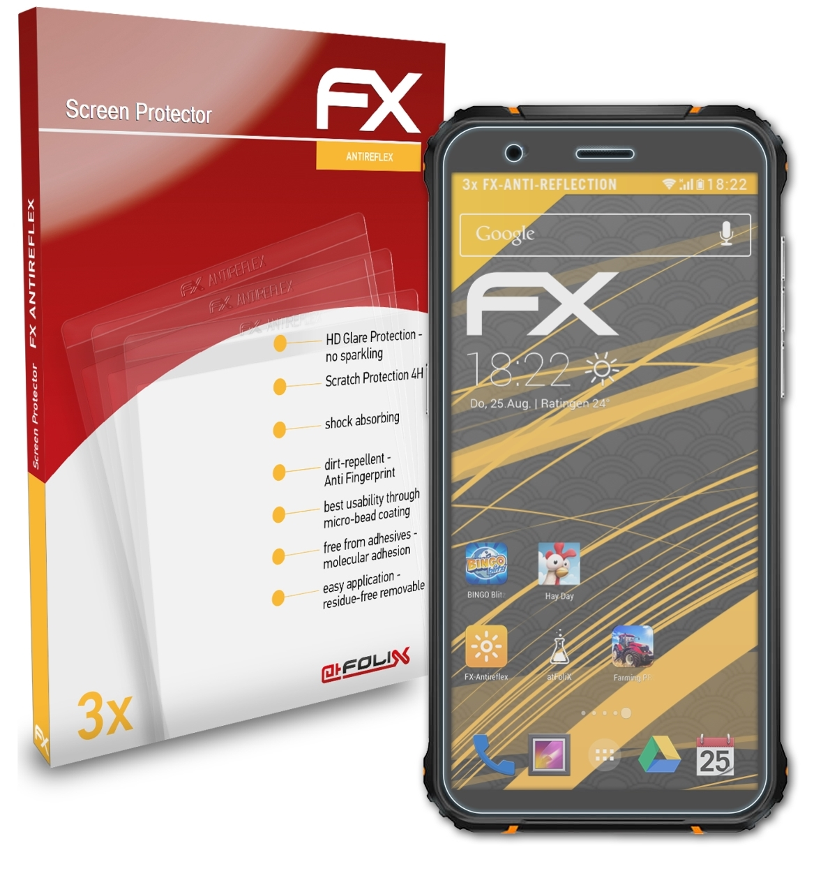3x FX-Antireflex Displayschutz(für BV5100) Blackview ATFOLIX