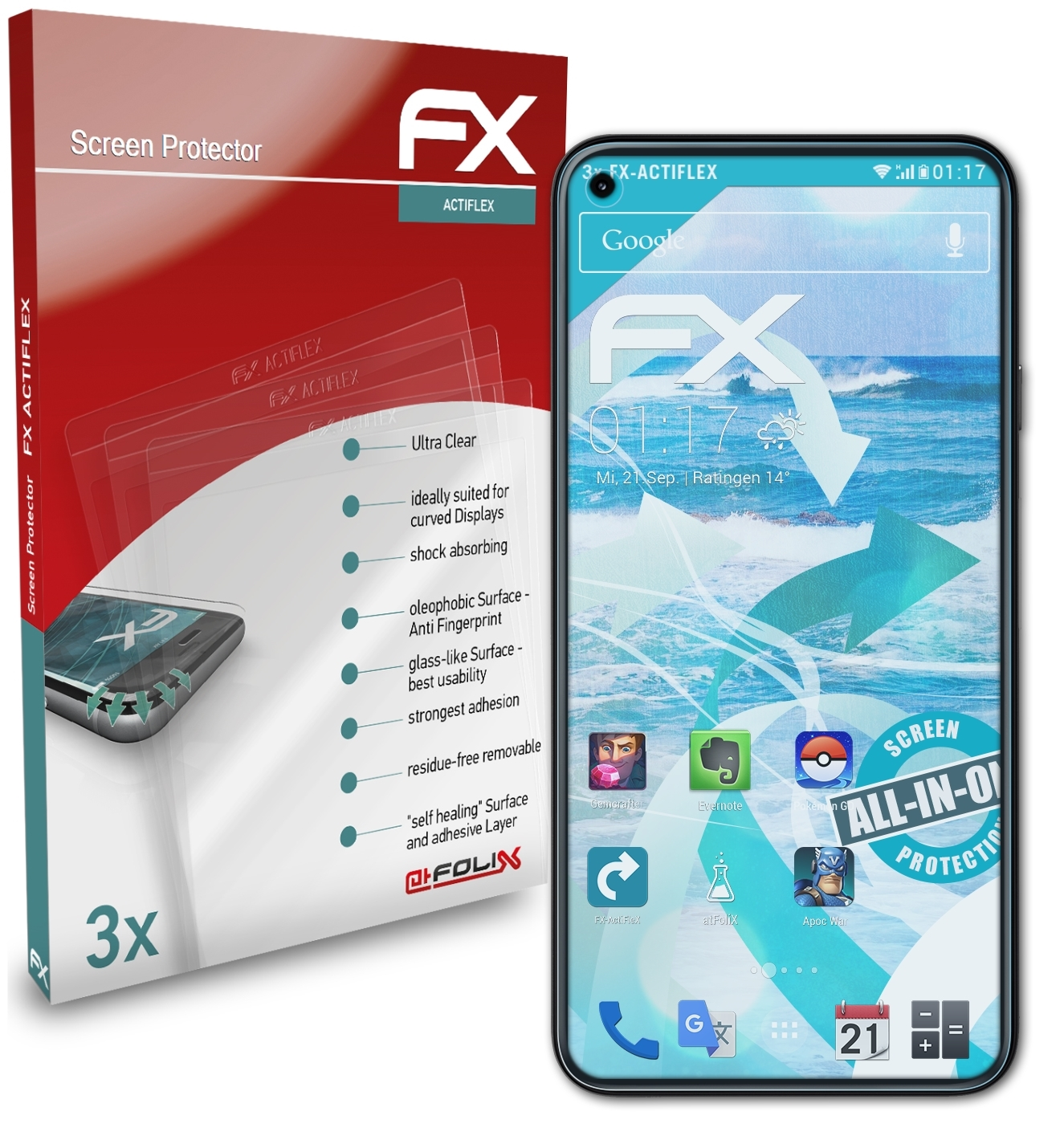 3x 5) ATFOLIX Displayschutz(für Pixel Google FX-ActiFleX