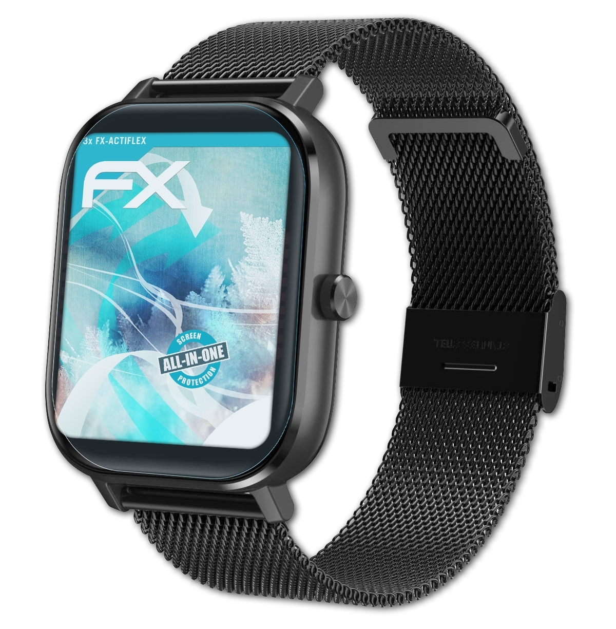 Displayschutz(für 3x ATFOLIX Voigoo Inch) FX-ActiFleX Smartwatch 1.54