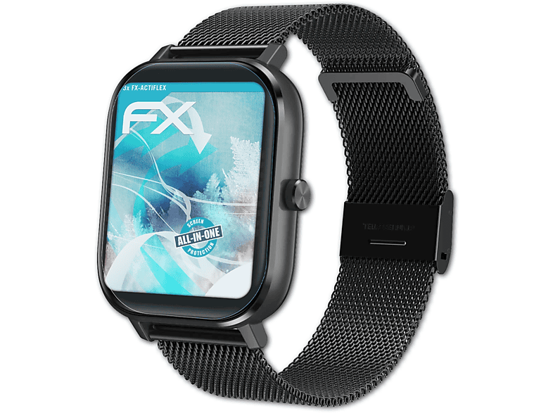Displayschutz(für 3x ATFOLIX Voigoo Inch) FX-ActiFleX Smartwatch 1.54