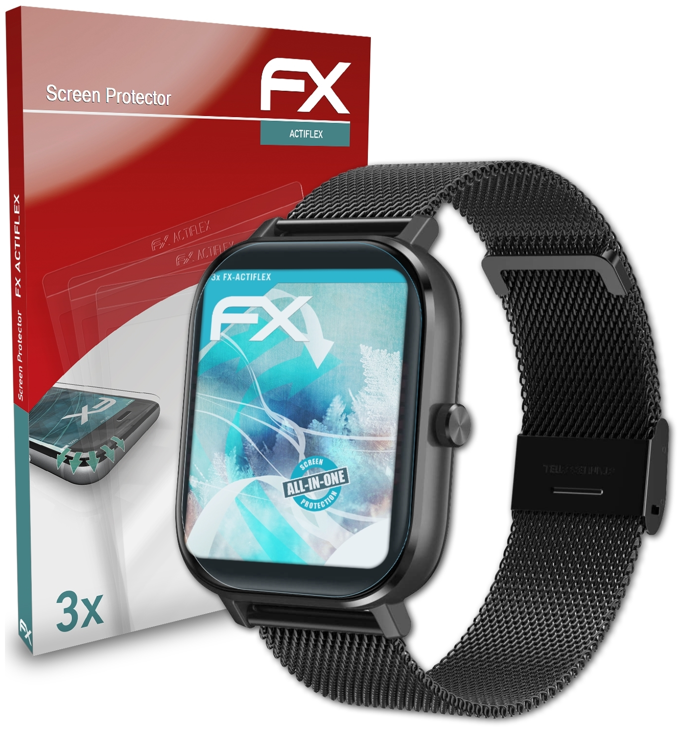 Voigoo 1.54 Displayschutz(für Inch) Smartwatch ATFOLIX FX-ActiFleX 3x