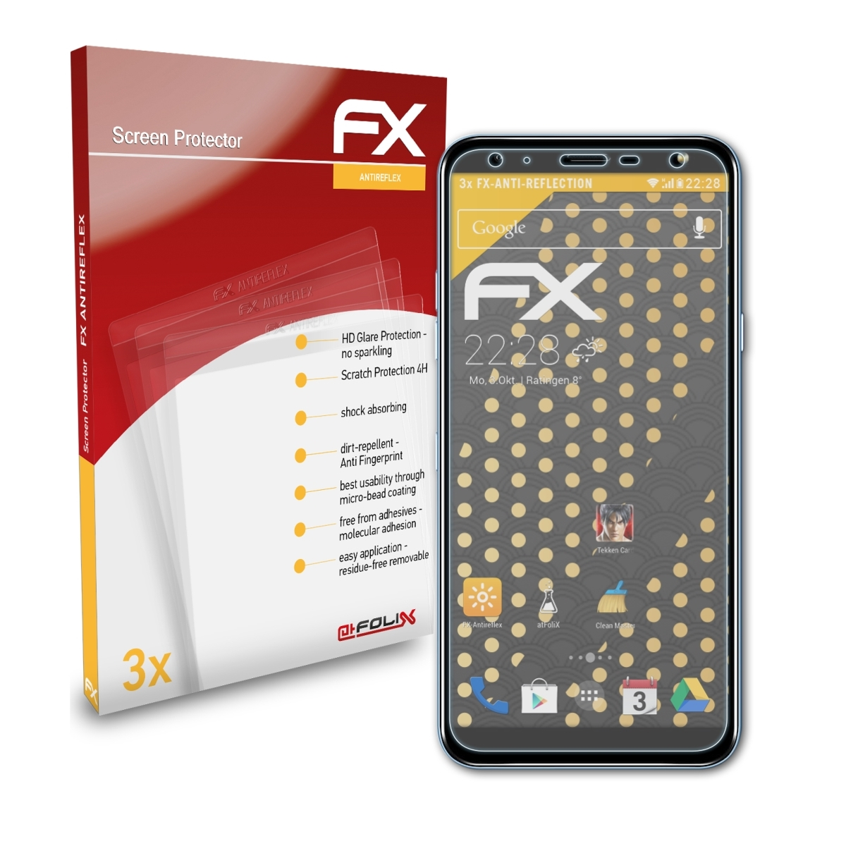 3x Displayschutz(für LG ATFOLIX K40) FX-Antireflex