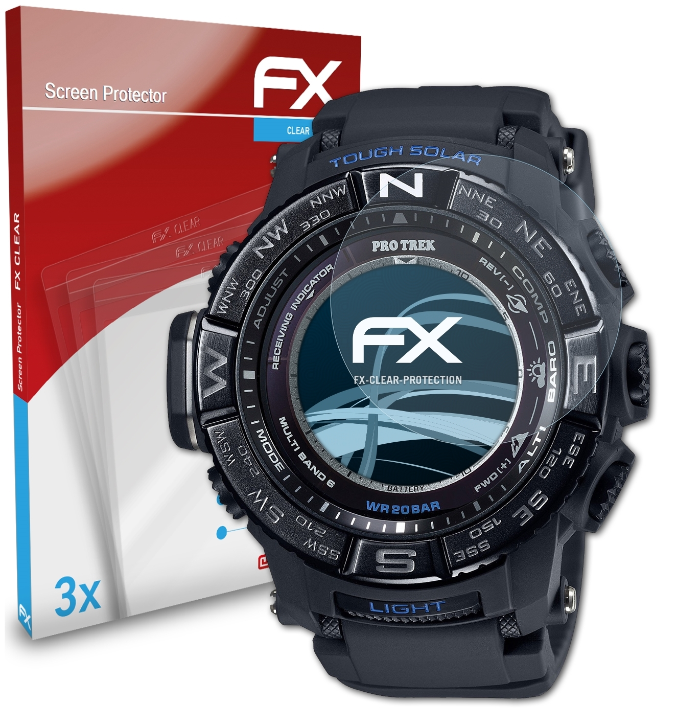ATFOLIX 3x Displayschutz(für FX-Clear Casio PRW-3510Y-1ER)